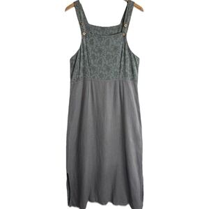 Aly‎ Wear Linen Jumper Maxi Dress Womens Small Gray Green Cottagecore Lagenlook